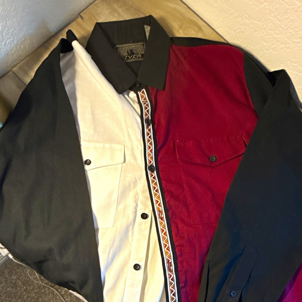 Spindle River Men's L Colorblock Long Sleeve Woven Button-Up Shirt Pockets